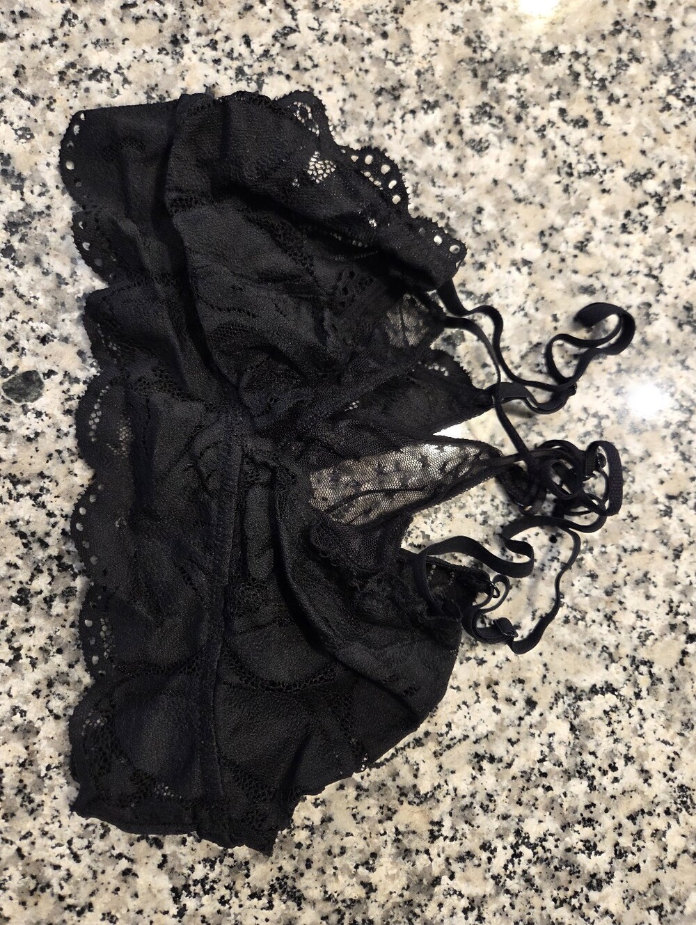 aerie Black Lace Bralette with Scalloped Edging